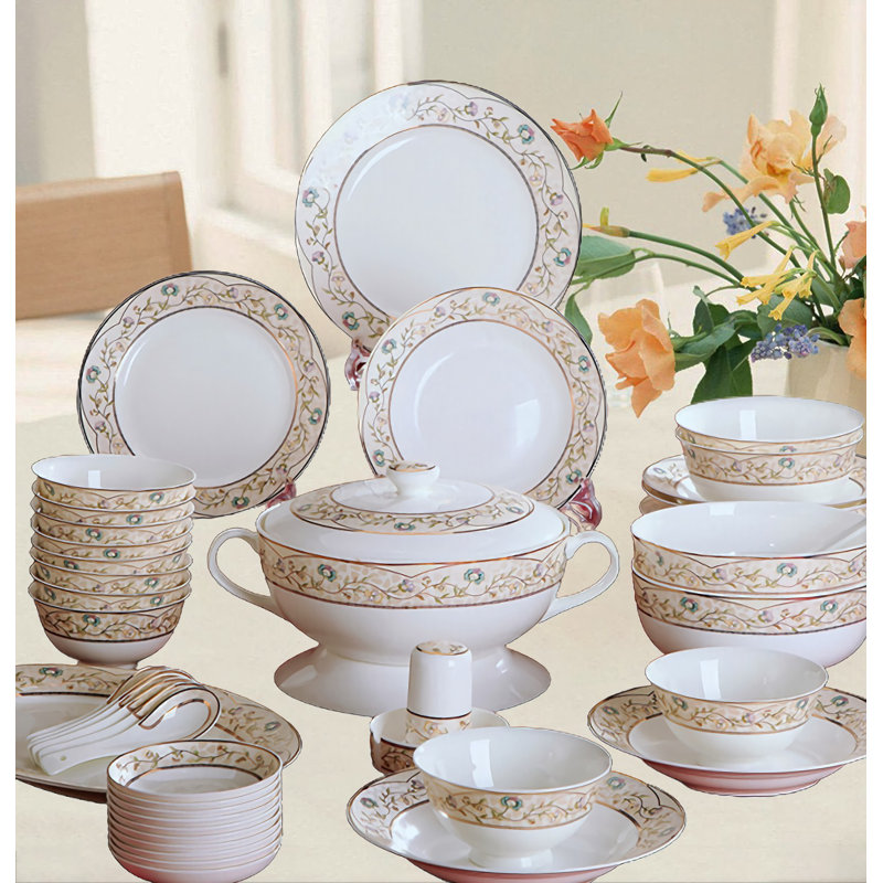 LIYONG Bone China Dinnerware Set Service for 10 Wayfair